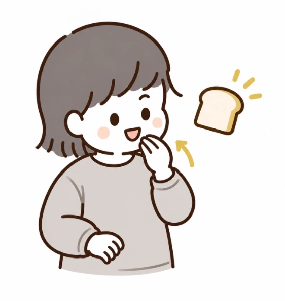 A child using a gesture for eating