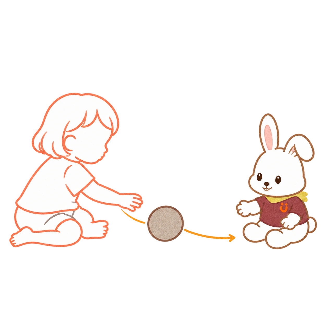 座って子どもから転がってくるボールを迎えるGen